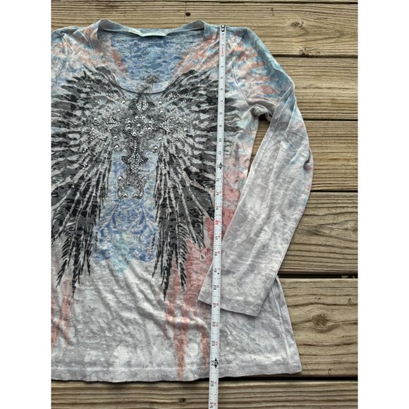 Maurices Long Sleeve "Affliction‎ Y2K Style " Angel Wings Long Sleeve Top Small - Picture 4 of 7